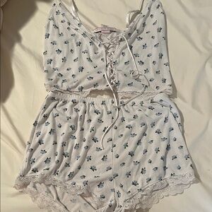 Victoria's Secret White Floral Lace-Trim sleep set